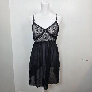 Cosmopolitan Black Sheer Lace Babydoll Feminine Mini Lingerie Dress Size Medium